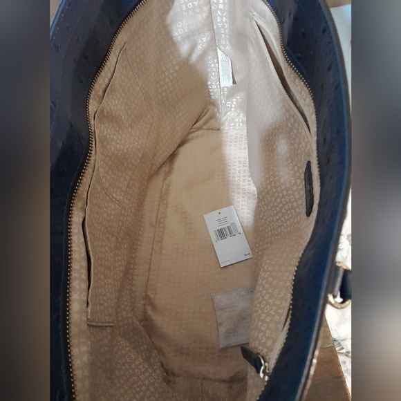 Kate Spade Medium Harmony Valencia Road French Navy Purse/Tote Bag Ostrich Textu - Picture 5 of 9